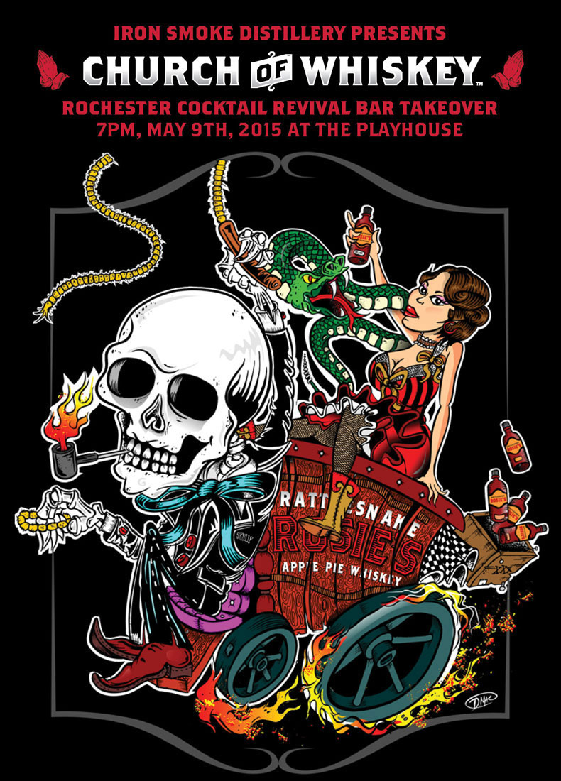 Iron Smoke Distillery Presents: Church of Whiskey. Rochester Cocktail Revival Bar Takeover at the Playhouse. 7pm, May 9th, 2015.